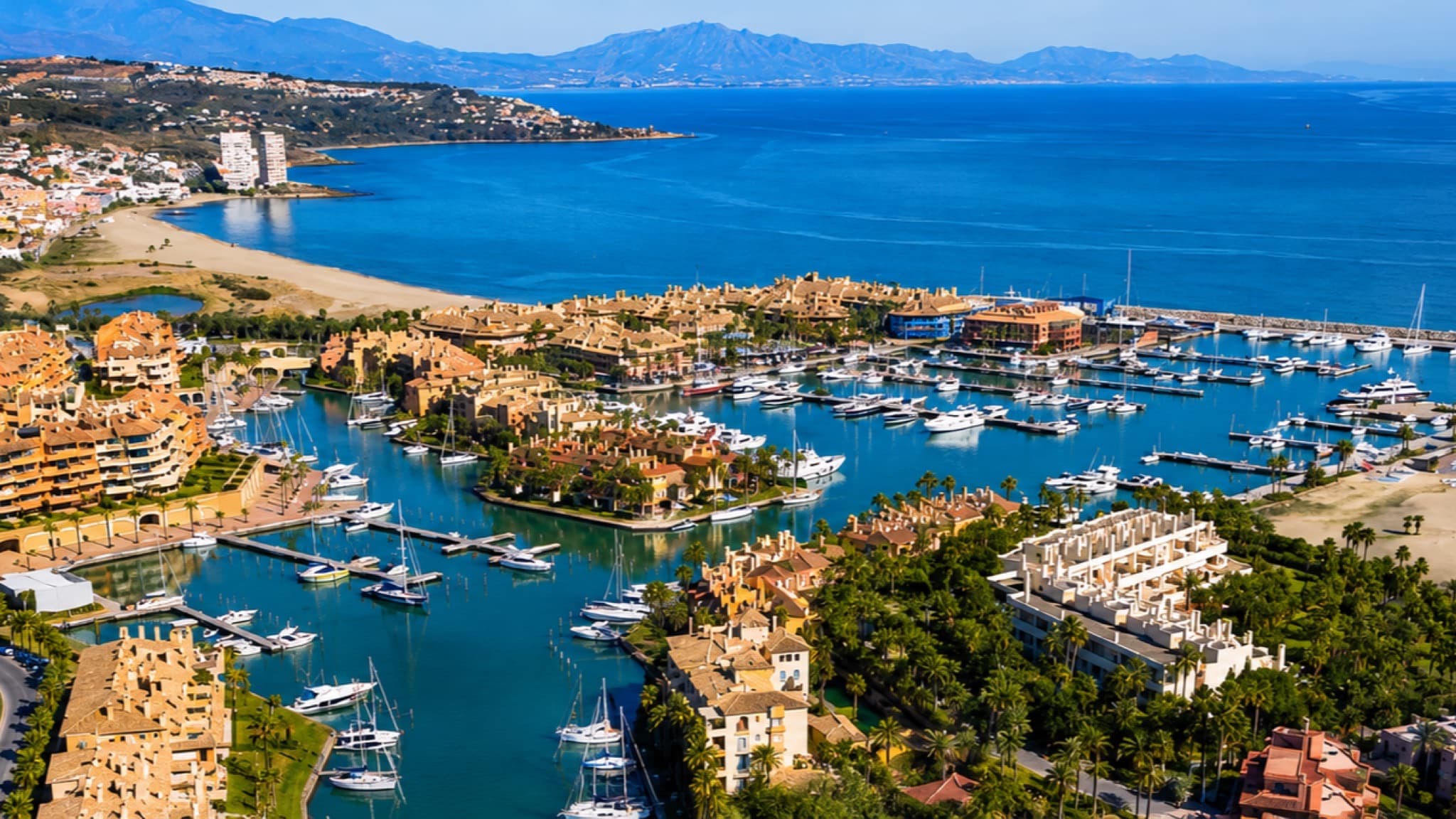 Sunset view across Sotogrande and the coast.